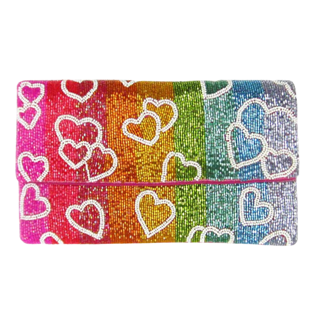 Rainbow Beaded Clutch Purse, Best Friend Gifts, Bachelorette Seed Beaded  Clutch