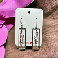 Custom Dried Flower resin earrings, Sterling Silver