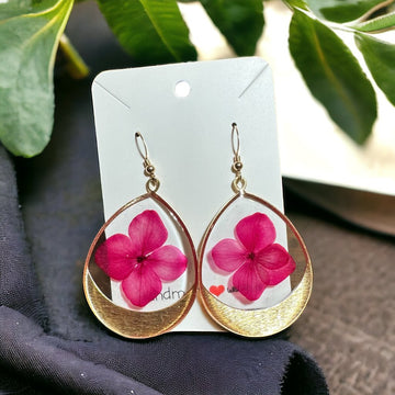 Dried Flower Earrings with gold filled ear wire