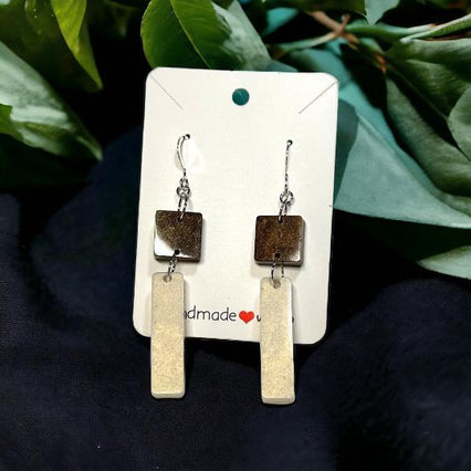 Resin art earrings, sterling silver earrings