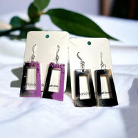 Resin art earrings, sterling silver earrings