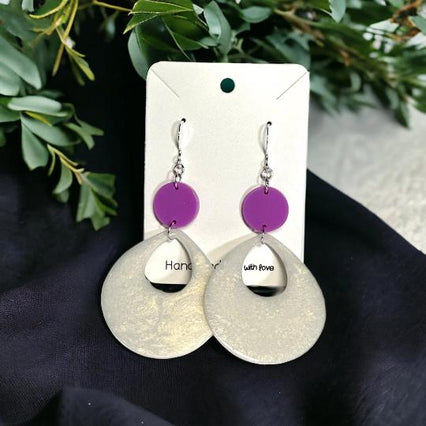 Resin art earrings, sterling silver earrings