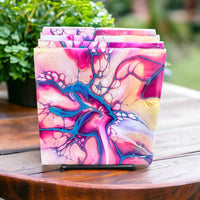 Custom Fluid Art Coaster Set - Set of 4 with Display Stand