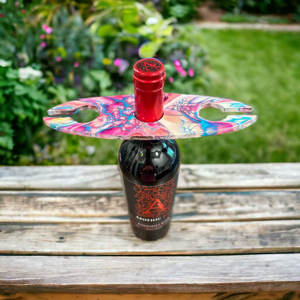 Custom Made Fluid Art Wine Caddy