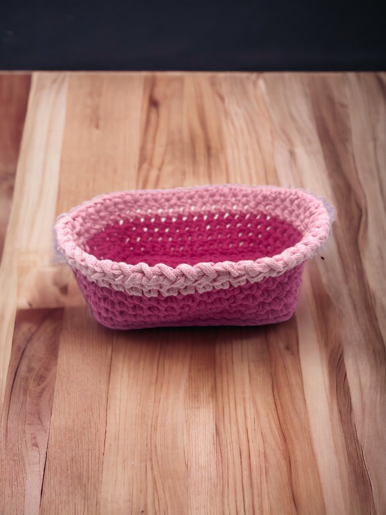 Hand Crocheted Basket - pink