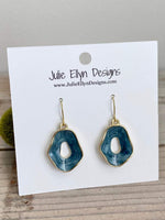 Enamel Oyster Shell Earrings in Blue