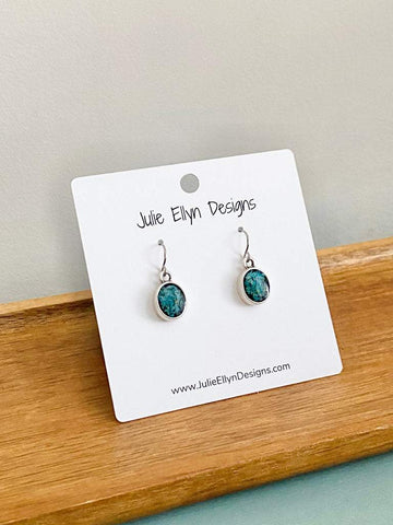 Botanical Earrings - Blue Oval