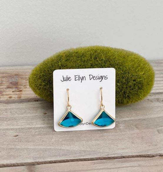 Blue Zircon Fan Earrings