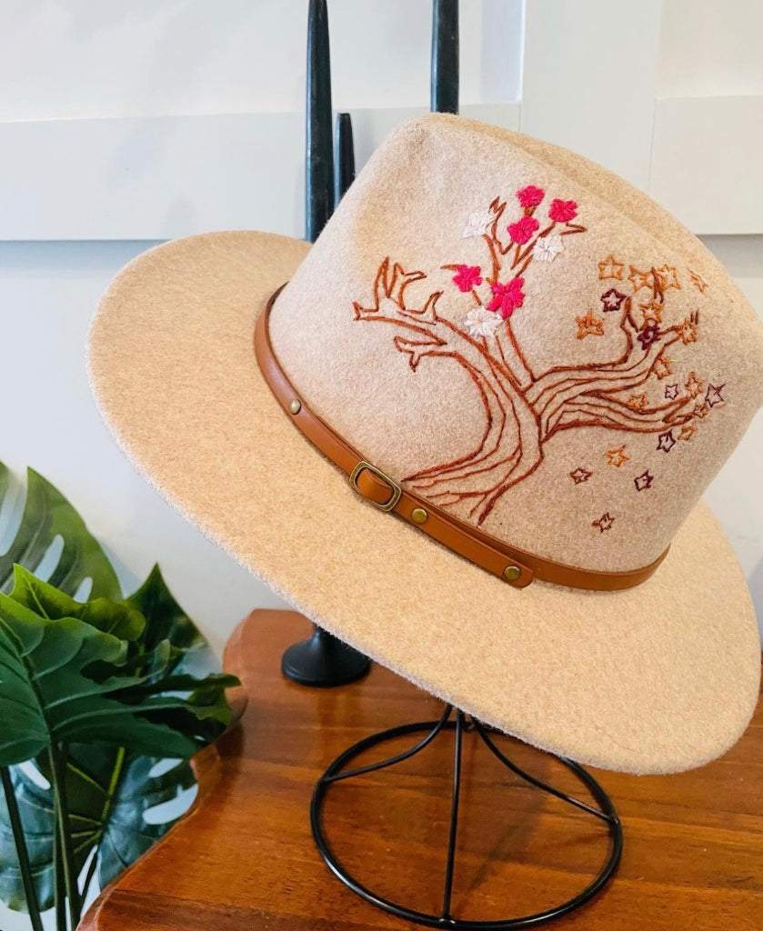 Hand embroidered bonsai hat