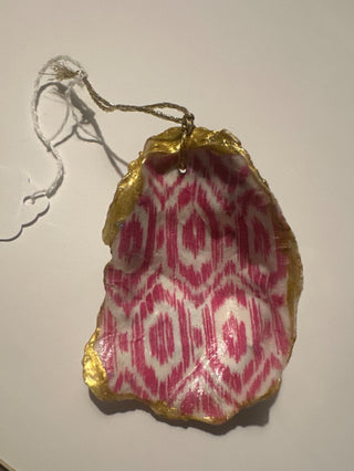 Pink Ikat oyster ornament