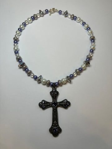 Purple Cross Necklace