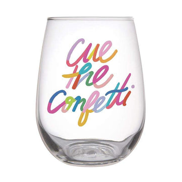 Cue the Confetti Stemless Wine Glass