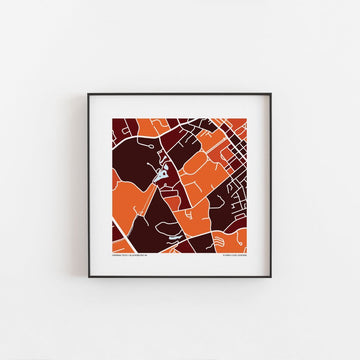 Virginia Tech - Map Print - 12 x 12