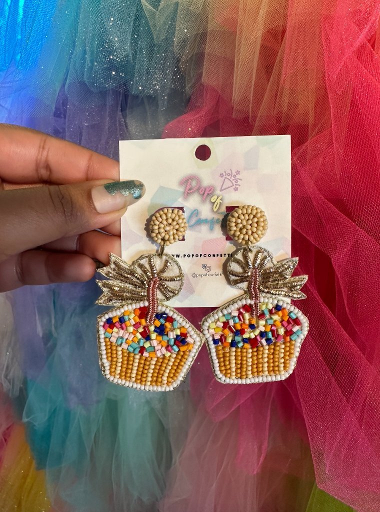 Celebration Cupcake Seed Bead Earring