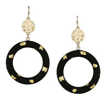Wood Hoop Dangle With Gold Foil
