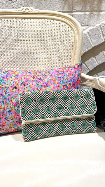 Mint Geo Seed Bead Clutch