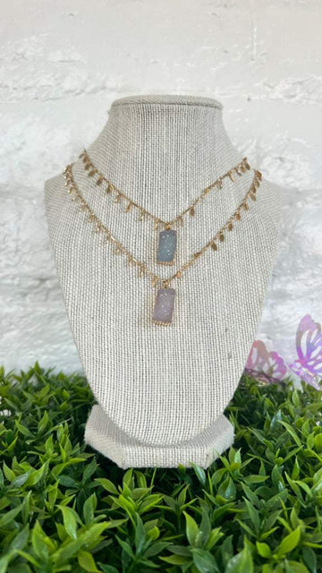 Druzy Drop Dangle Necklace