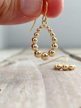 Metal Beaded Teardrop Earrings