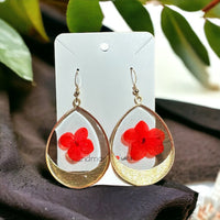 Dried Flower Earrings with gold filled ear wire