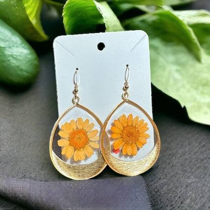 Dried Flower Earrings with gold filled ear wire