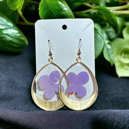 Dried Flower Earrings with gold filled ear wire