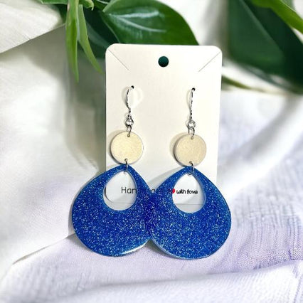 Resin art earrings, sterling silver earrings