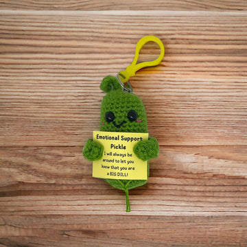 Emotional Support Pickle Keychain - yellow clasp