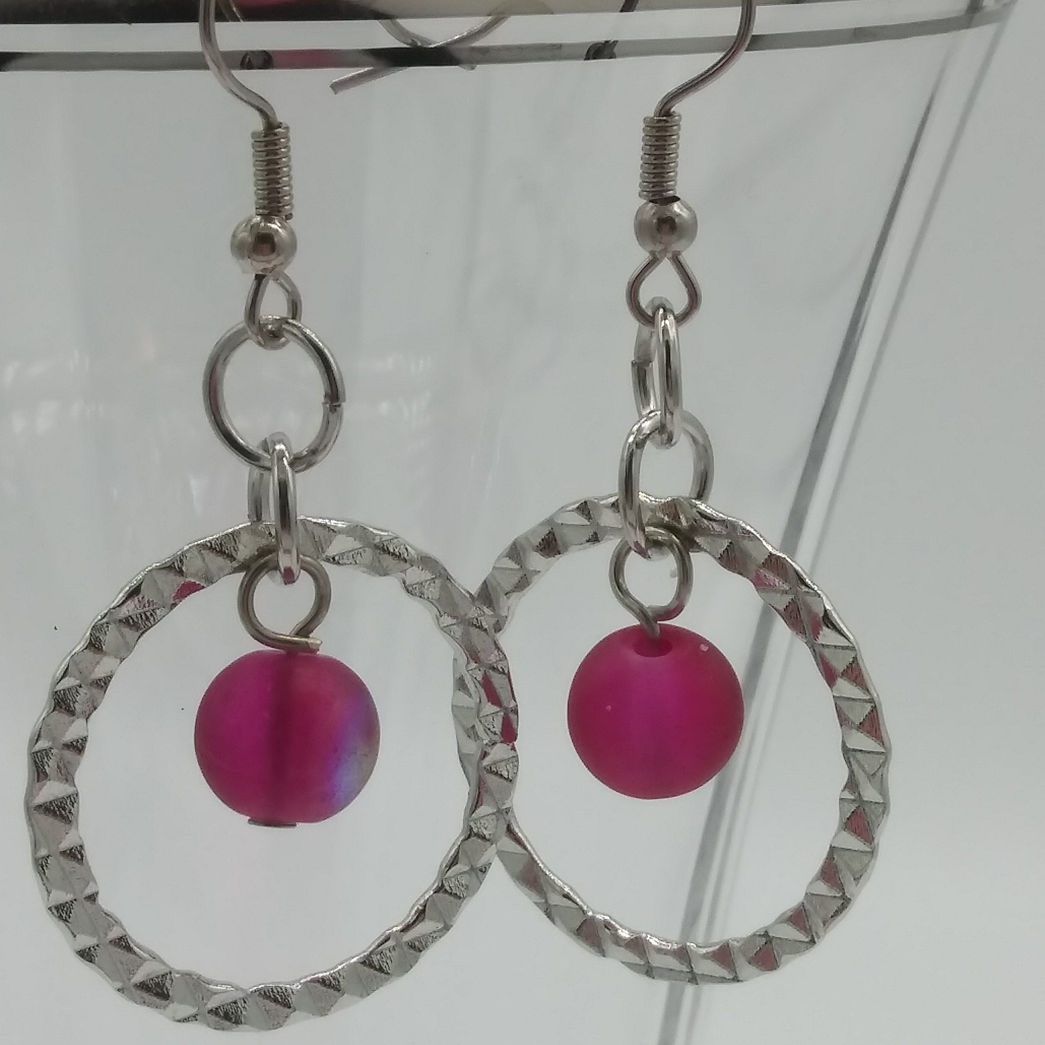 Magenta Glam Circle Earrings