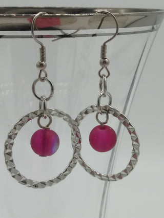 Magenta Glam Circle Earrings