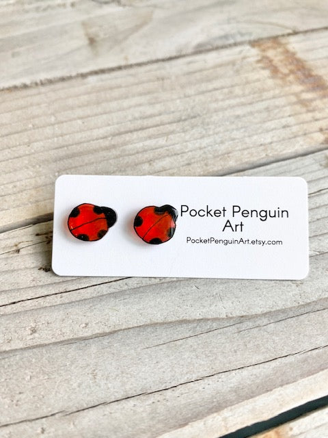 Pocket Penguin Earrings Ladybug