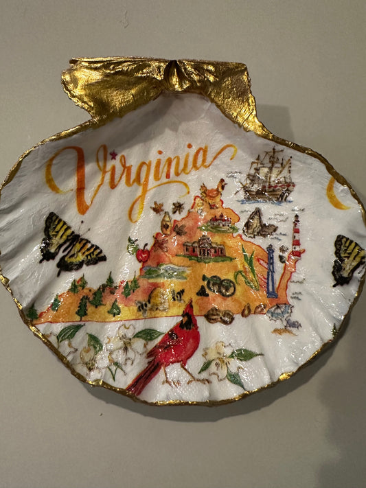 Large Virginia state shell trinket dish