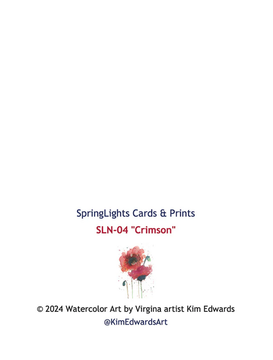 Poppy Flower SpringLights "Crimson" Note Card, Retail Package SLN-04