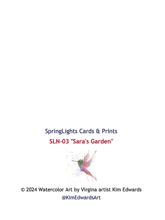 Hummingbird SpringLights "Sara's Garden" 5x7 Greeting Card, Retail Package (SL-03)