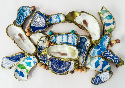 Whimsical Coastal Crab Shell Sculpture - Handcrafted