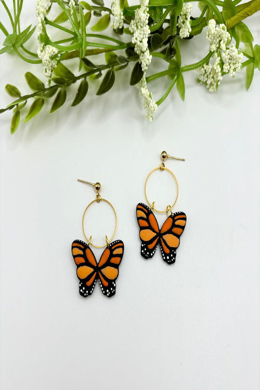 Monarch Butterfly Polymer Clay Earrings