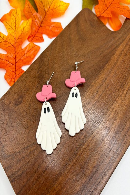 Pink Pony Ghost Polymer Clay Earrings