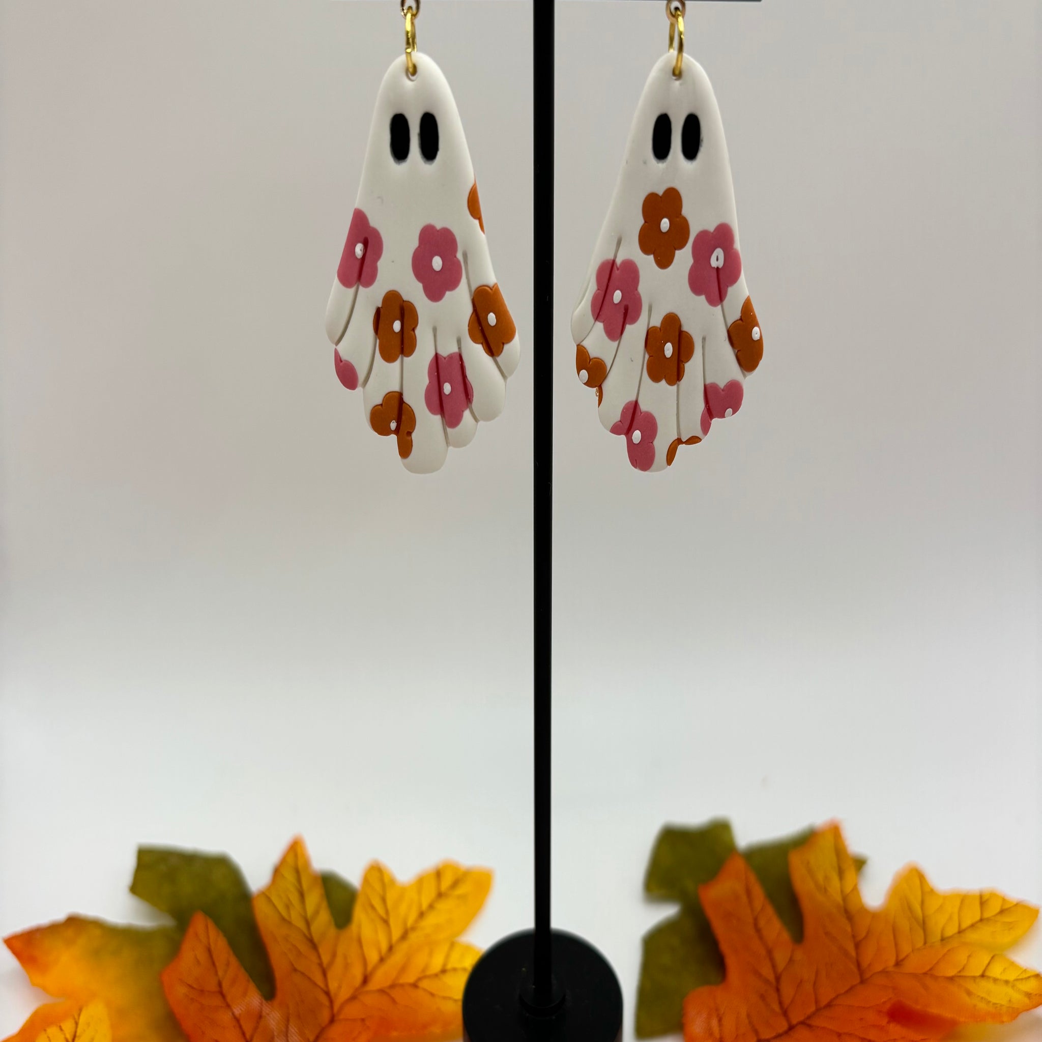 Floral Ghost Polymer Clay Earrings