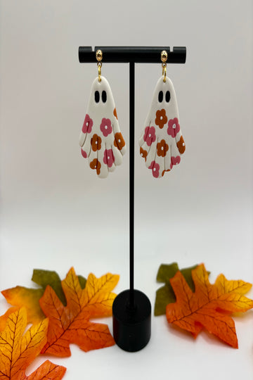 Floral Ghost Polymer Clay Earrings