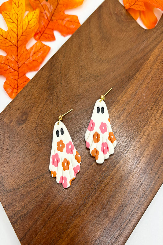 Floral Ghost Polymer Clay Earrings