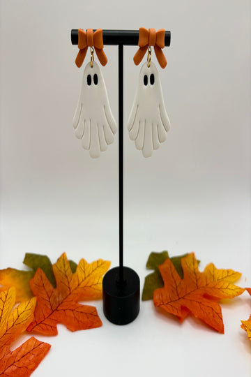 Bow Ghost Polymer Clay Earrings