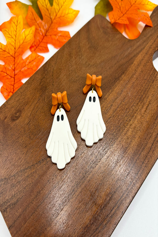 Bow Ghost Polymer Clay Earrings