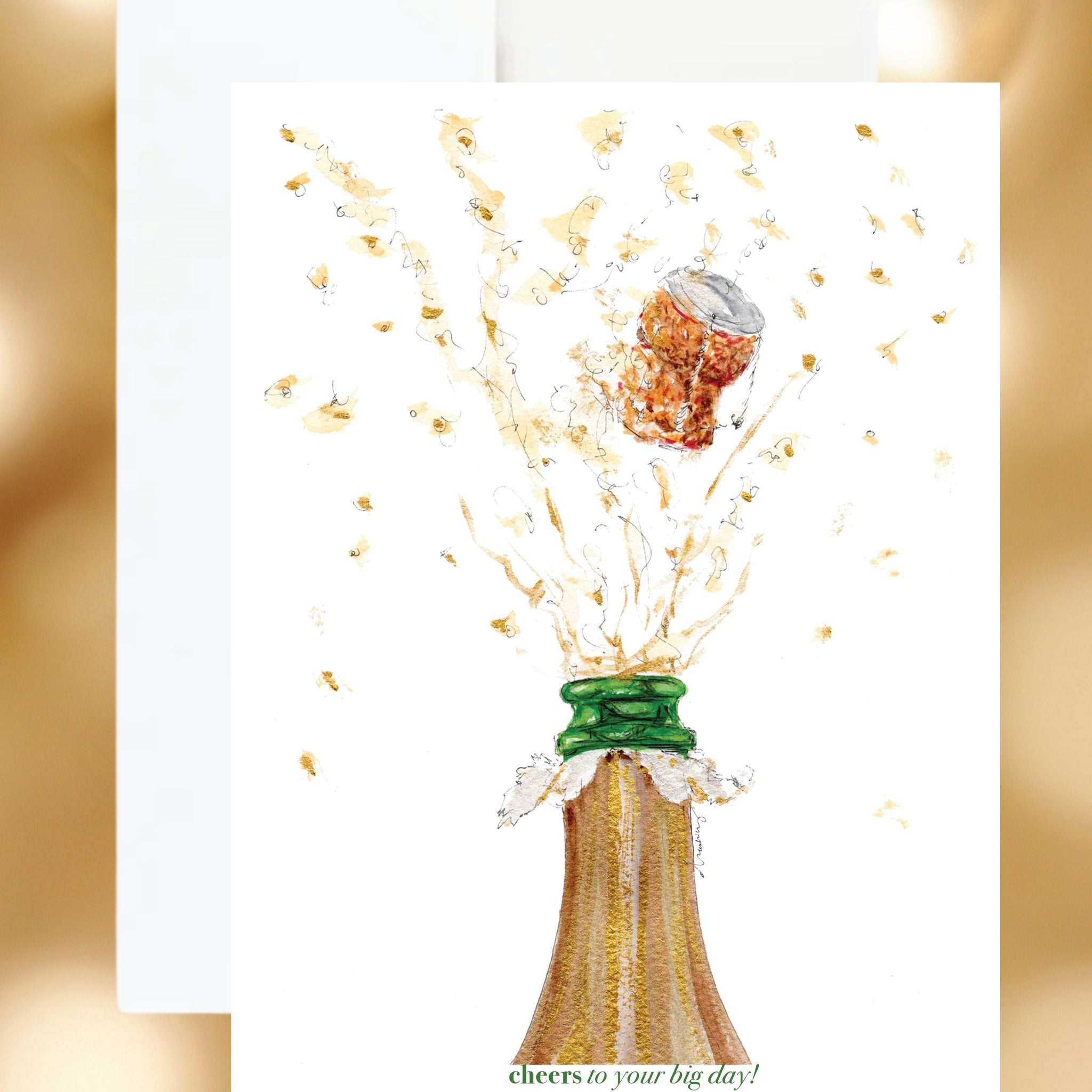 5x7" Greeting Card, Champagne Pop!