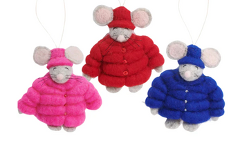 Felt Puffer Coat Mouse Ornament