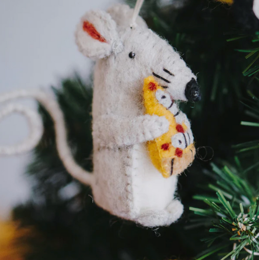 Felt Pizza Rat Ornament