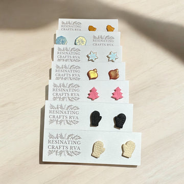 Holiday/Winter Polymer Clay Stud Earrings, sterling silver studs