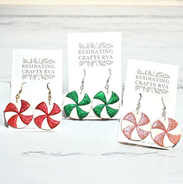 Festive Peppermint Polymer Clay Earrings