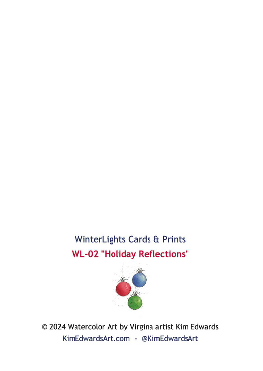 Round Christmas Ornaments WLN-02 WinterLights Note Card “Holiday Reflections”