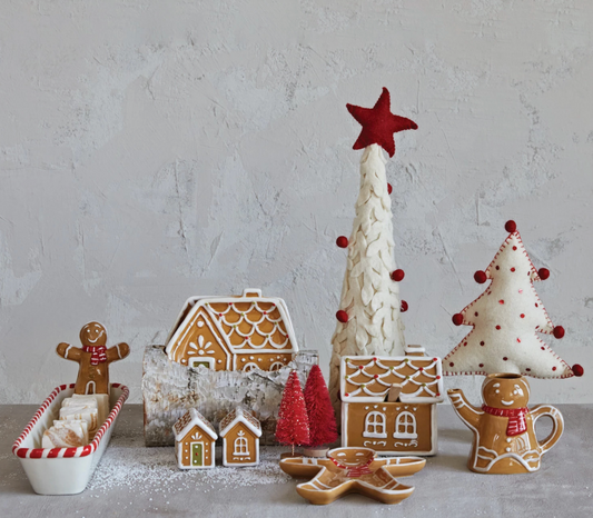 Ceramic Gingerbread House Shaped Plate