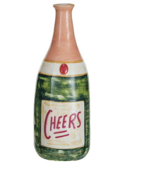 Champagne Bottle Shaped Vase "Cheers"