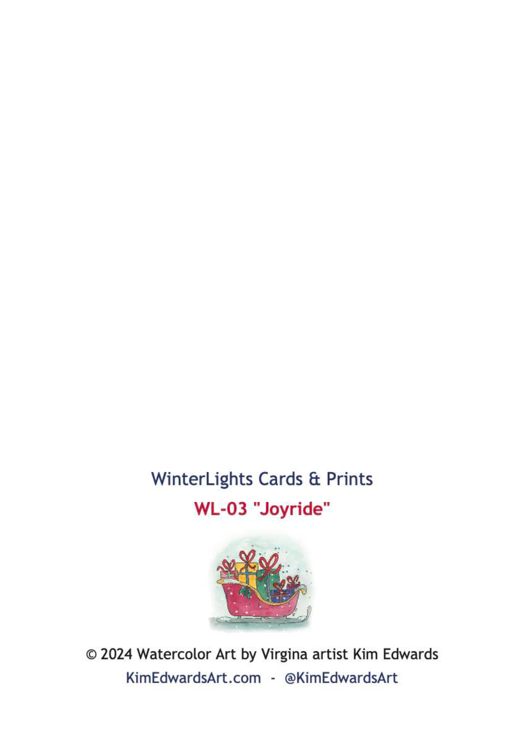 Sleigh with Presents WLN-B03 WinterLights Boxed Set of 6 Note Cards, "Joyride"